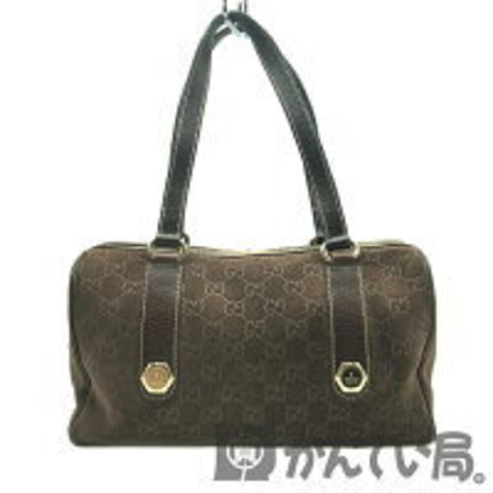 GUCCI GG Handbag Boston Shoulder Bag Brown All over Suede